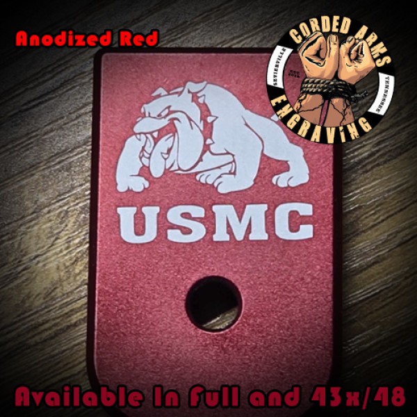 USMC Bulldog Laser Engraved Aluminum Glock Magazine Base Plates