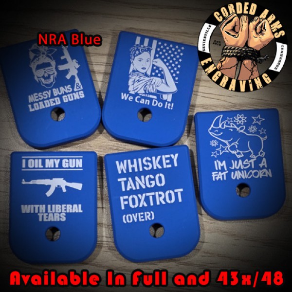 Custom Cerakote NRA Blue Glock Base Plates