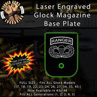 Airborne Ranger Jump Wings Laser Engraved Aluminum Glock Magazine Base Plates