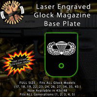Parachutist Badge "Jump Wings" Laser Engraved Aluminum Glock Magazine Base Plates