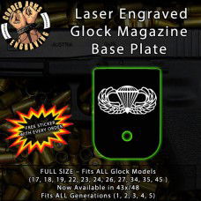 Parachutist Badge "Jump Wings" Laser Engraved Aluminum Glock Magazine Base Plates