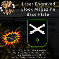 Field Artillery Crossed Cannons Laser Engraved Aluminum Glock Magazine Base Plates