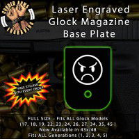 Angry Face Laser Engraved Aluminum Glock Magazine Base Plates