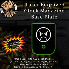 Angry Face Laser Engraved Aluminum Glock Magazine Base Plates