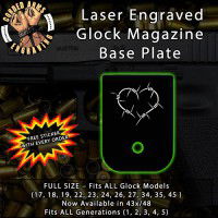 Barbed Wired Heart Laser Engraved Aluminum Glock Magazine Base Plates
