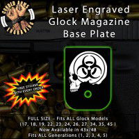 Biohazard Skull Laser Engraved Aluminum Glock Magazine Base Plates