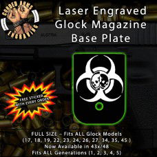 Biohazard Double Skull Laser Engraved Aluminum Glock Magazine Base Plates