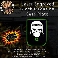 Marine's Skull Laser Engraved Aluminum Glock Magazine Base Plates