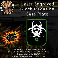 Biohazard Punk Gears Laser Engraved Aluminum Glock Magazine Base Plates