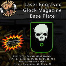 Skull 3 Laser Engraved Aluminum Glock Magazine Base Plates