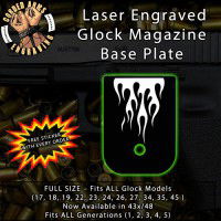 Flames Laser Engraved Aluminum Glock Magazine Base Plates