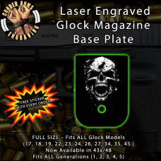Mocking Skull Laser Engraved Aluminum Glock Magazine Base Plates