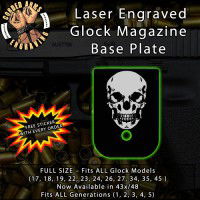Skull Laser Engraved Aluminum Glock Magazine Base Plates