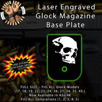 Sideview Skull Laser Engraved Aluminum Glock Magazine Base Plates