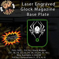 Spider Skull Laser Engraved Aluminum Glock Magazine Base Plates