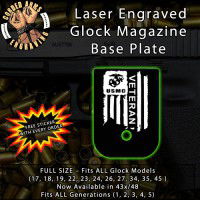 USMC Vet Flag Laser Engraved Aluminum Glock Magazine Base Plates