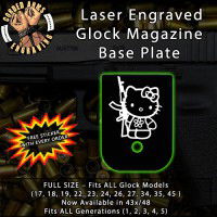 AK Hello Kitty Laser Engraved Aluminum Glock Magazine Base Plates