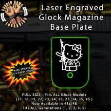 AK Hello Kitty Laser Engraved Aluminum Glock Magazine Base Plates