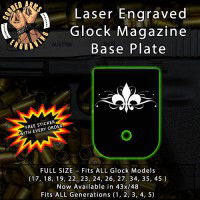 Fleur-de-lis Laser Engraved Aluminum Glock Magazine Base Plates