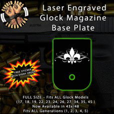 Fleur-de-lis Laser Engraved Aluminum Glock Magazine Base Plates