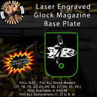 Pinup Bomber Girl Laser Engraved Aluminum Glock Magazine Base Plates