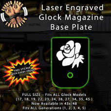 Rose Laser Engraved Aluminum Glock Magazine Base Plates