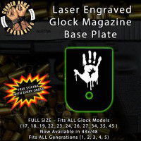 Bloody Hand Laser Engraved Aluminum Glock Magazine Base Plates