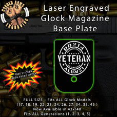 DD214 Alumni Laser Engraved Aluminum Glock Magazine Base Plates