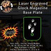 Bear Tracks Laser Engraved Aluminum Glock Magazine Base Plates