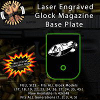 WW2 Shark Mouth Air Bomb Laser Engraved Aluminum Glock Magazine Base Plates
