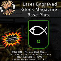 Christian Fish Laser Engraved Aluminum Glock Magazine Base Plates