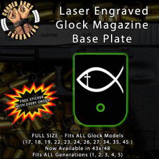 Christian Fish Laser Engraved Aluminum Glock Magazine Base Plates