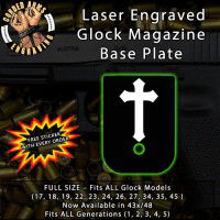 Christian Cross Laser Engraved Aluminum Glock Magazine Base Plates