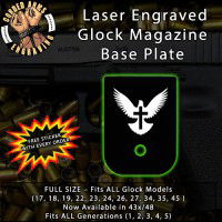 Dove with Cross Laser Engraved Aluminum Glock Magazine Base Plates