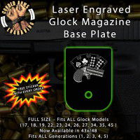 Dead's Man Hand Laser Engraved Aluminum Glock Magazine Base Plates