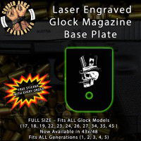 Top Hat Skull Laser Engraved Aluminum Glock Magazine Base Plates