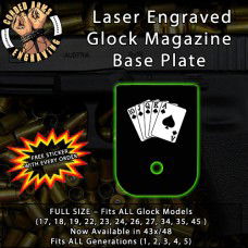 Royal Flush Laser Engraved Aluminum Glock Magazine Base Plates