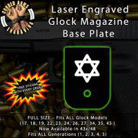 Star of David Laser Engraved Aluminum Glock Magazine Base Plates