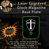 Knights Templar Shield Laser Engraved Aluminum Glock Magazine Base Plates