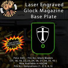 Knights Templar Shield Laser Engraved Aluminum Glock Magazine Base Plates