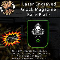 Aces of Spades Skull Laser Engraved Aluminum Glock Magazine Base Plates