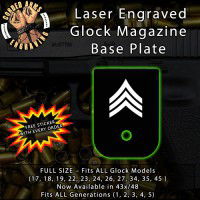 Sergeant E5 Laser Engraved Aluminum Glock Magazine Base Plates