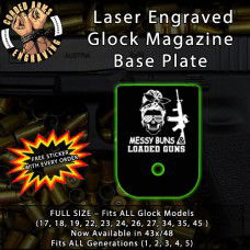 Messy Buns & Guns Laser Engraved Aluminum Glock Magazine Base Plates