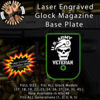 Army Veteran Skull Laser Engraved Aluminum Glock Magazine Base Plates