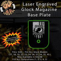 POW/MIA Flag Laser Engraved Aluminum Glock Magazine Base Plates