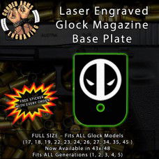 Deadpool Laser Engraved Aluminum Glock Magazine Base Plates