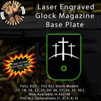 3 Crosses on The Hill Laser Engraved Aluminum Glock Magazine Base Plates