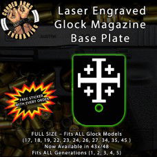 Jerusalem Cross Laser Engraved Aluminum Glock Magazine Base Plates
