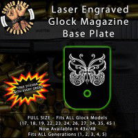 Butterfly 2 Laser Engraved Aluminum Glock Magazine Base Plates