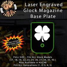 Lucky Clover Laser Engraved Aluminum Glock Magazine Base Plates